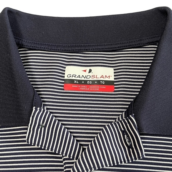 Grand Slam Men’s Navy & White Striped Polo Shirt Size XL - Picture 6 of 9
